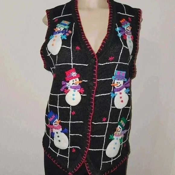 Snowman Holiday Ugly Christmas Sweater Vest Size M - Picture 1 of 6